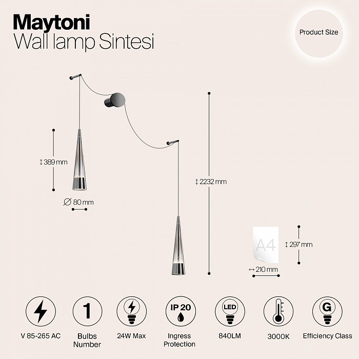 Бра Maytoni P090WL-L24CH3K